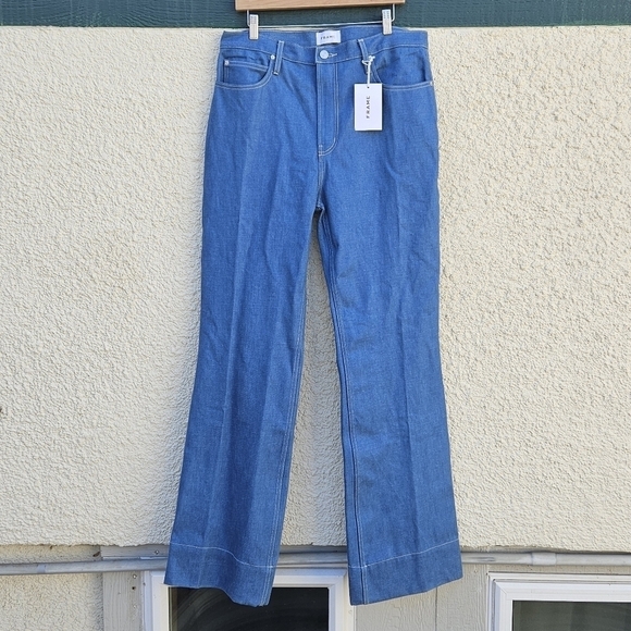 NWT Frame the Slim Stacked high rise medium wash jeans size 31 35.5 inch inseam - Picture 1 of 9